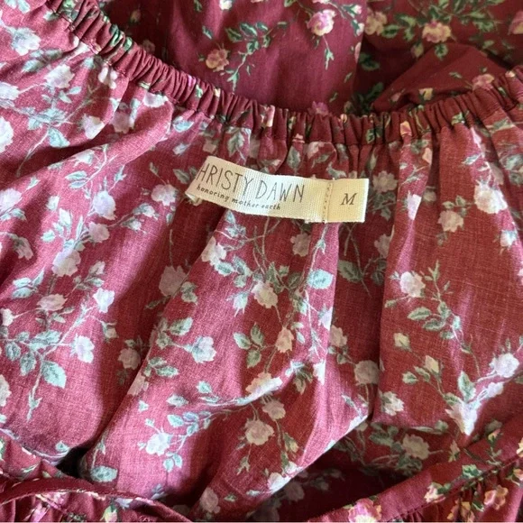 Christy Dawn Brynne Dress in Rouge Rosette Floral Size Medium - Picture 3 of 4